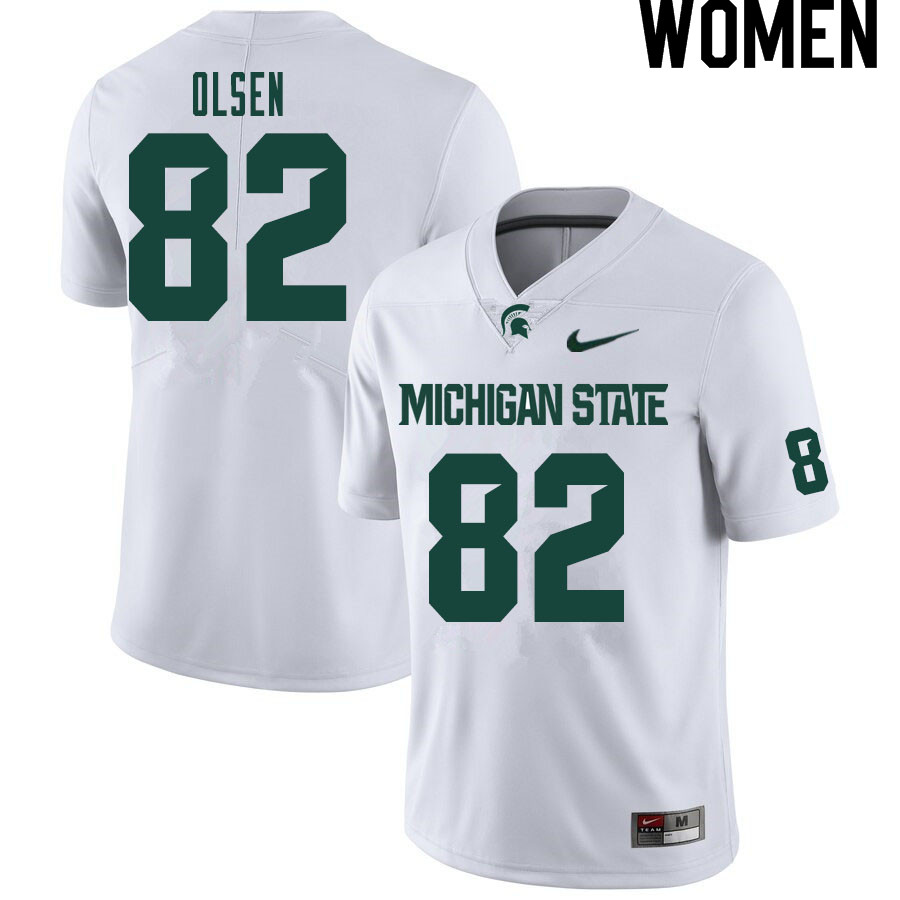 Women #82 Jack Olsen Michigan State Spartans College Football Jerseys Sale-White